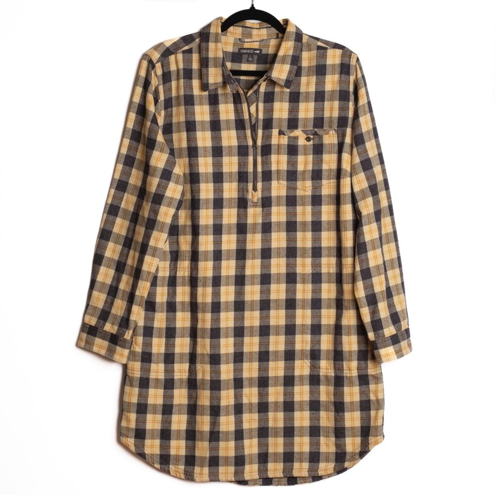 Toad&Co Bodie 1/4 Zip Long Sleeve Plaid Dress Size L